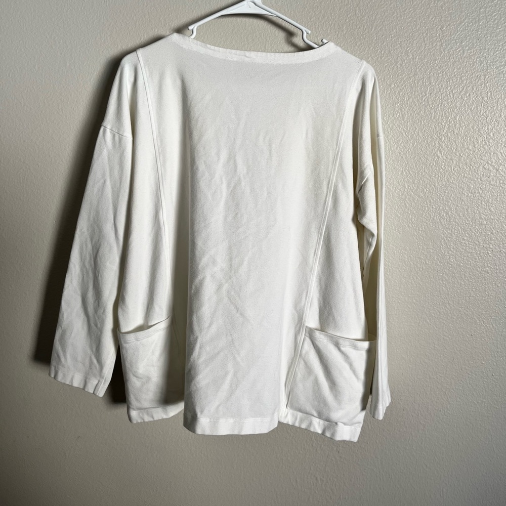 Eileen Fisher White Boat Neck Pocket Tunic Medium Minimalist chic - Picture 2 of 6